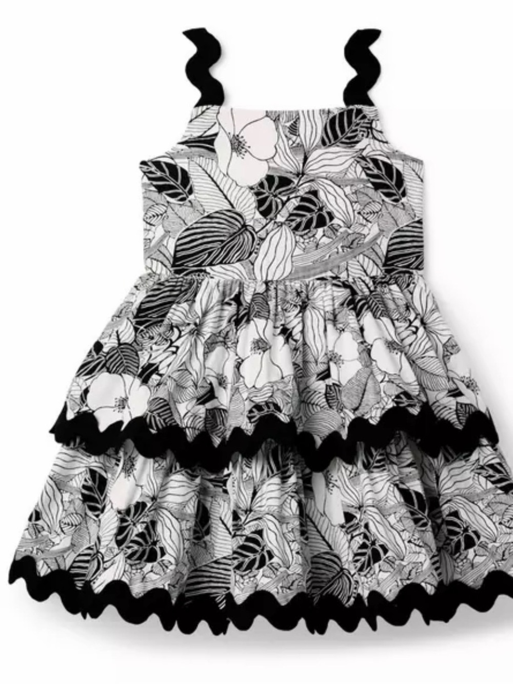 Janie and Jack Black and White Floral Ruffle Dress for Girls